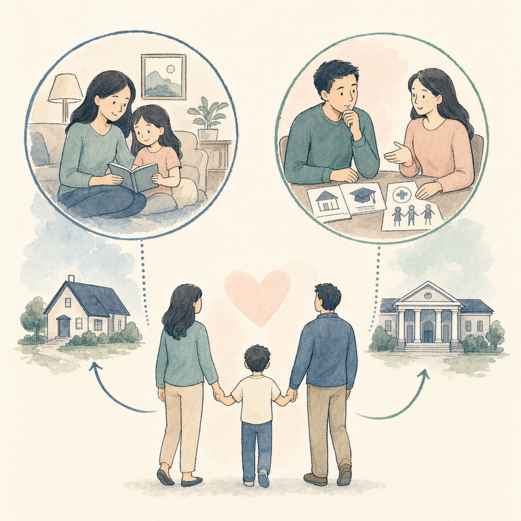 Two common types of custody (physical vs. legal)